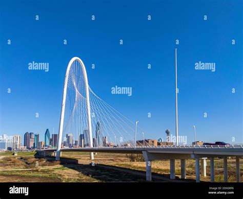 Margaret Hunt Hill Bridge spanning across the Trinity River in Dallas ...