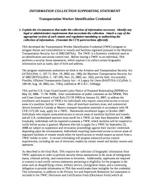 TSA developed the Transportation Worker Identification Credential (TWIC ...