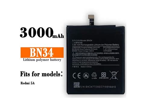 Xiaomi Redmi 5A / Mi 5A Battery original (Model-BN34) 3000 mah – Virateck