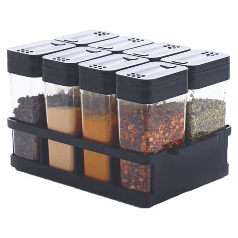 Buy Bimex Plastic Kitchen 8 Pcs Sets Airtight Spices Rack Storage Jar ...