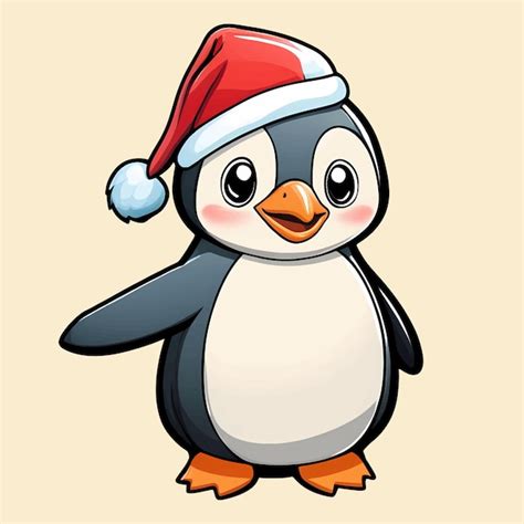 Schattige pinguïn Vrolijk Kerstfeest. | Premium AI-gegenereerde vector