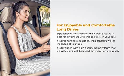 FOVERA Ergonomic Car Back Rest Memory Foam Cushion for Comfortable Long ...