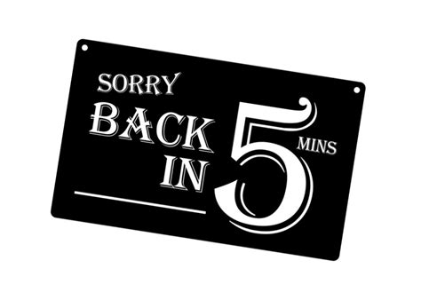 Buy Back in 5 Minutes Sign: Modern Acrylic Door Hanger Online in India ...