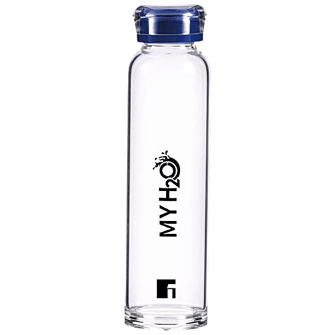 Buy Bergner Borosilicate Glass Water Bottle - Blue, Durable, Leak Proof ...