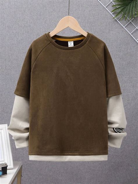 SHEIN Tween Boy Color Block Raglan Sleeve 2 In 1 Pullover | SHEIN EUR