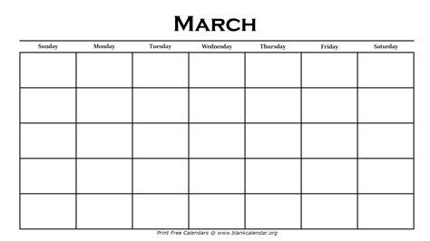 March Free Printable Calendar
