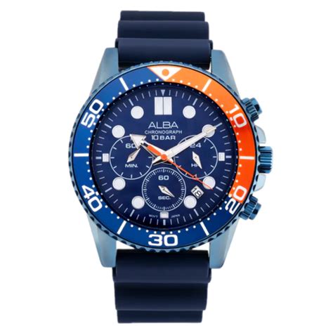 Alba Cobalt Blue Dial with Blue+Orange Bezel Chronograph AT3J45X1 ...