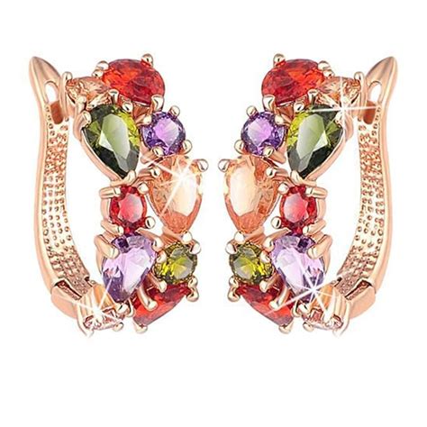 Yellow Chimes Clip On Earrings for Women Multicolor Swiss Zircon ...