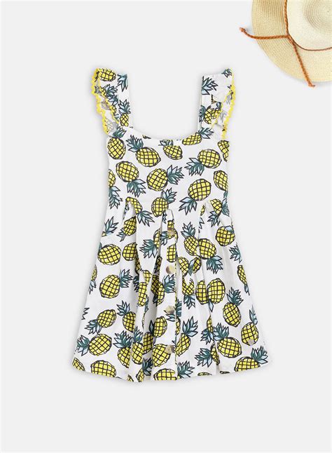 Shop Blue Giraffe Girls White Printed Square Neck Dress Online – Iconic ...