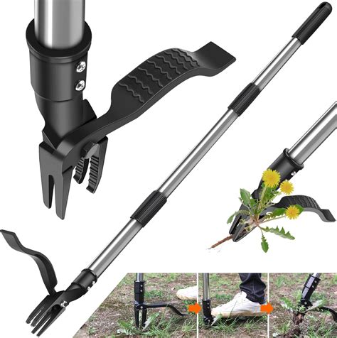 Amazon.com : BracNova Weed Puller Tool-Stand Up Heavy Duty Weeder with Push Handle-48 Long ...