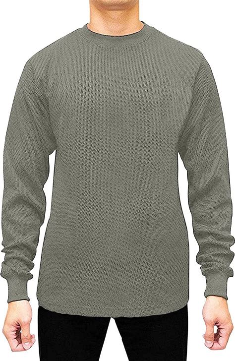 JMR Men's Heavy Weight Long Sleeve Waffle Thermal Shirt Crew Neck Top ...