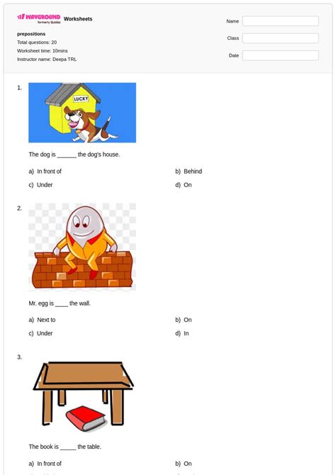 50+ Preposition Location worksheets for Class 4 on Wayground | Free ...