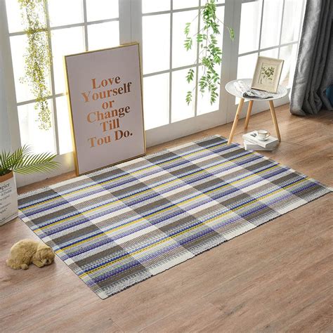 Buy MDZ® Hand Woven Cotton Rib Rug for Bedroom, Living Room, Dinning ...