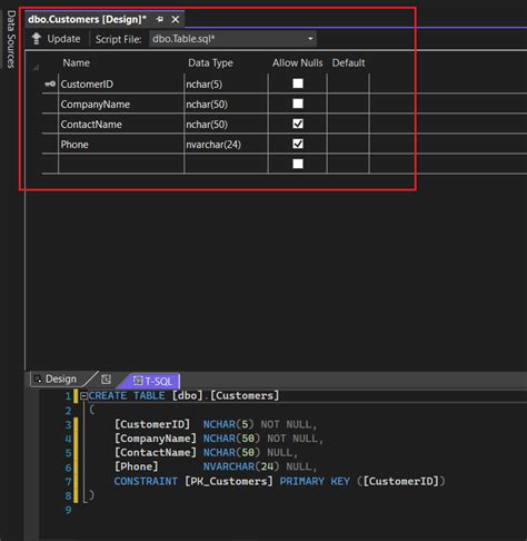 Image result for SQL Table Design Visual Studio