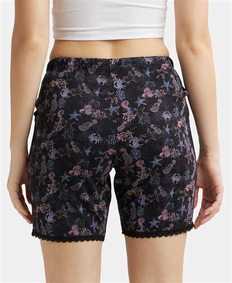 Buy Micro Modal Cotton Relaxed Fit Printed Shorts with Side Pockets ...