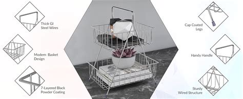 Planet High Grade Steel 2-Tier Fruit & vegetable Basket for Dining ...