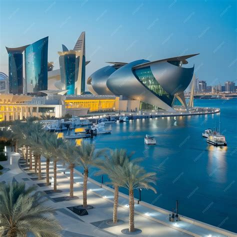 Doha capital city of rich country Qatar has attractive buildings and ...