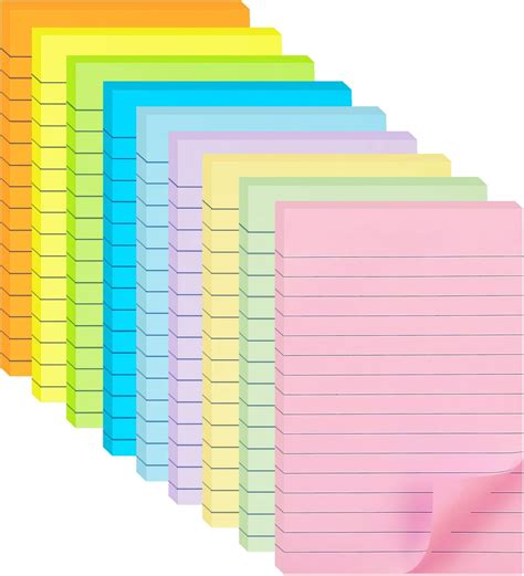 Amazon.com : HQCME 9 Pack Lined Sticky Notes 4X6 in Post, 9 Pastel ...