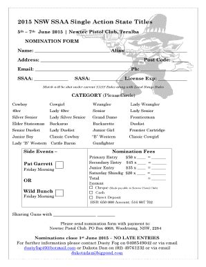 Fillable Online 2015 NSW SSAA Single Action State Titles - Newtec ...
