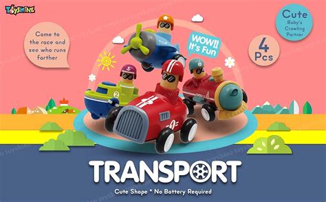 Toyshine Pack of 4 Toy Cars Push and Go Play Set Friction Powered Car ...