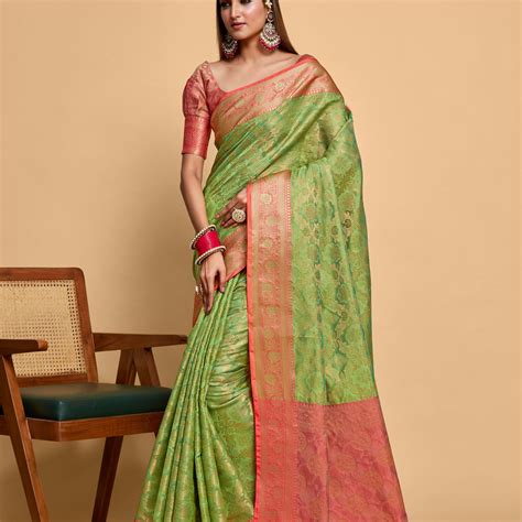 Mimosa Women's Woven Design Kanjivaram Art Silk Saree With Blouse Piec ...