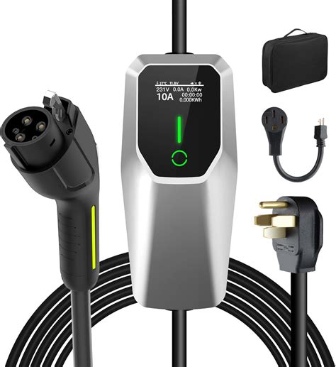 Portable Level 1 and Level 2 EV Charger 240V 32A (7.68kw) with 26ft Charging Cable NEMA 14-50 5 ...