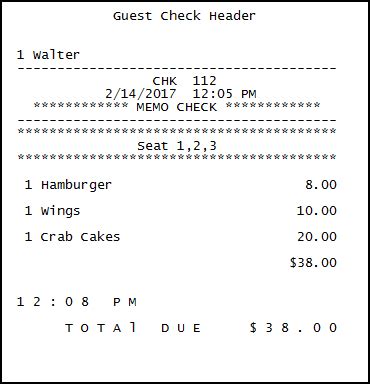 Seat Filtering and Memo Checks
