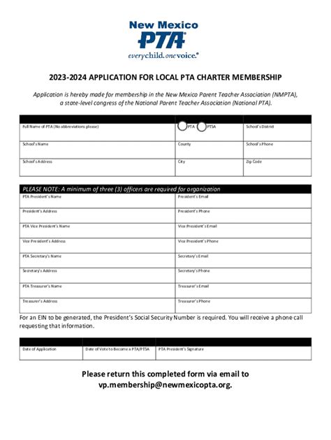 Fillable Online 2023-2024 Application for Local Pta Charter Membership ...