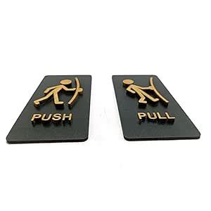 REDMART - Premium Matt Finish Push & Pull Black Wooden Signage Self ...