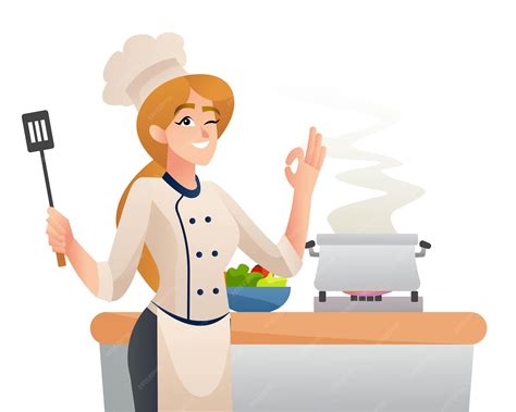 Personnage de cuisine femme chef professionnel | Vecteur Premium