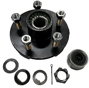 Trailer Wheel Hub Pre-Greased Complete Kit Steel 5 Lug (4.5) 84 Spindle ...