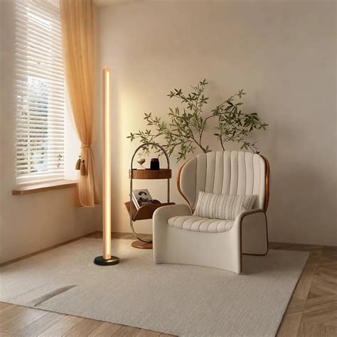 Nogy Wood Linear Floor Lamp • Minimalist Corner Floor Lamp • Dimmable ...