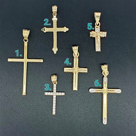 Solid 10K Gold Cross Pendant With Textured Diamond Cuts, Cubic Zirconia ...