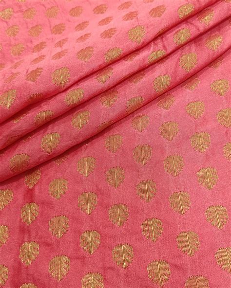 Banarasi Jacquard Silk Fabric | Peach | Balaji Cutpiece