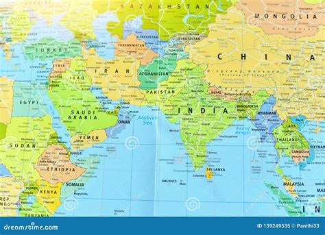 Political Map of Middle East and South Asian Countries Stock Image - Image of geography, concept ...