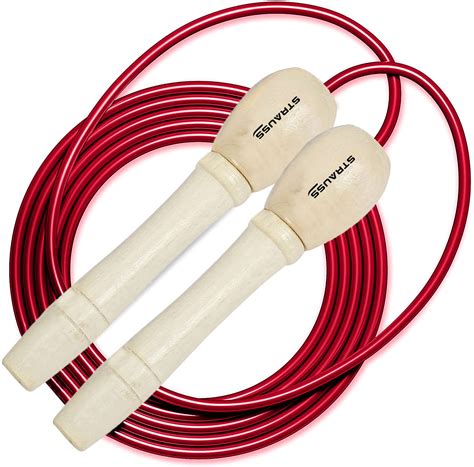Buy Strauss Wooden Skipping Rope: Lightweight Red Accessory – The ...