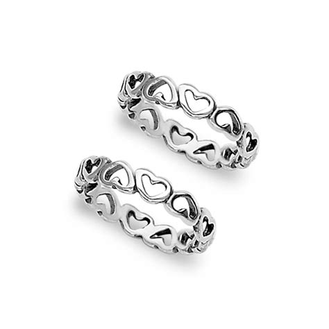 Taraash 925 Silver Heart Cutwork Toe Rings For Women