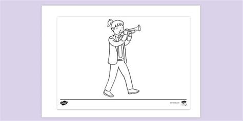 Trumpet Player Colouring Sheet - Colouring Sheets - Twinkl
