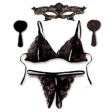 exciting Lives Women Lace Play Time G-String Lingerie Set Of Three ...