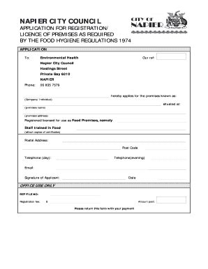 Fillable Online napier city council application for registration ...