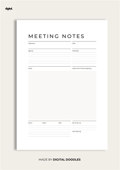 Simple Meeting Notes Template 的图像结果