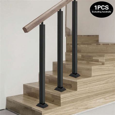 Rainaut RAINAUT Stair Balusters Post, Black Square Metal Railing ...