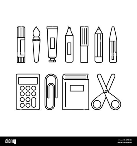 School Supplies Clip Art Black And White