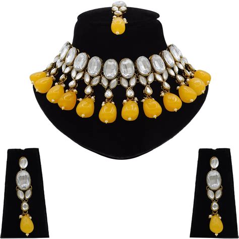 Kundan Necklace Earrings and Tikka. (08-0492) – Sujwel