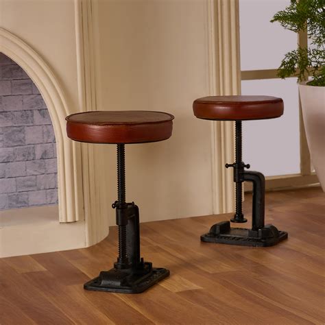 Buy Masque Leather Stool with Iron Online