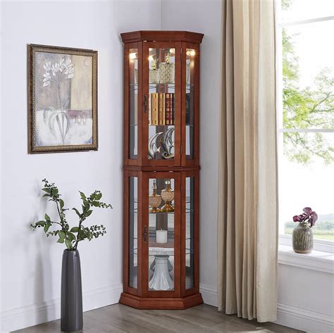 Amazon.com: Glass Display Cabinet with Glass Doors, Corner Curio ...