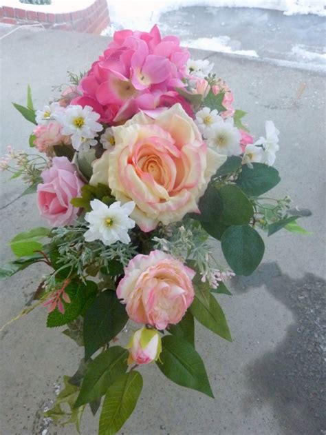 Grave Marker Cemetery Flowers in Pink and White Grave Site - Etsy