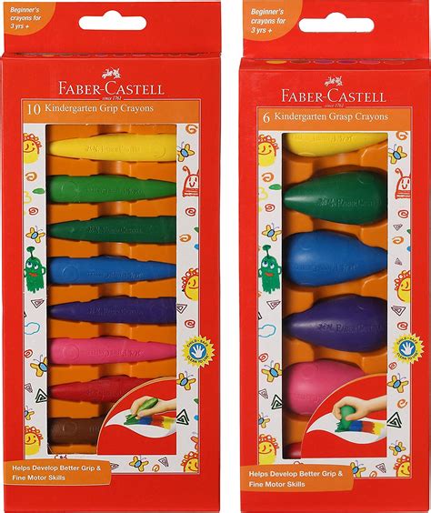 Faber-Castell Kindergarten Grasp Crayons - Pack of 6 (Assorted) & Faber ...