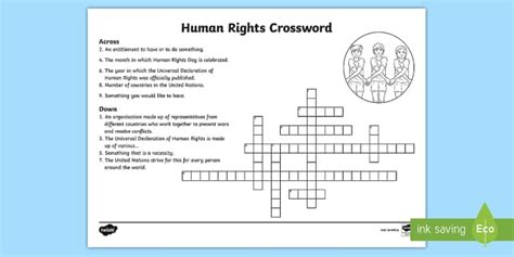 Human Rights Day Crossword (teacher made) - Twinkl