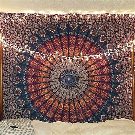 HEYRUMBH HANDICRAFTS Peacock Wing Tapestry Indian Hippie Bohemian ...